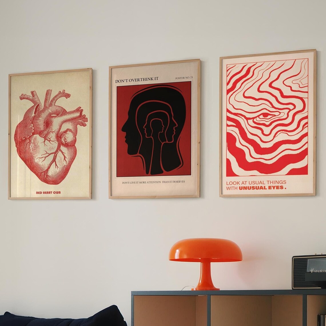 Red Psychedelic Retro Wall Art Print Set