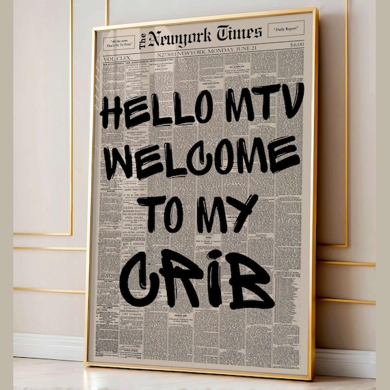 Retro Hello Welcome To My Crib Typography Poster