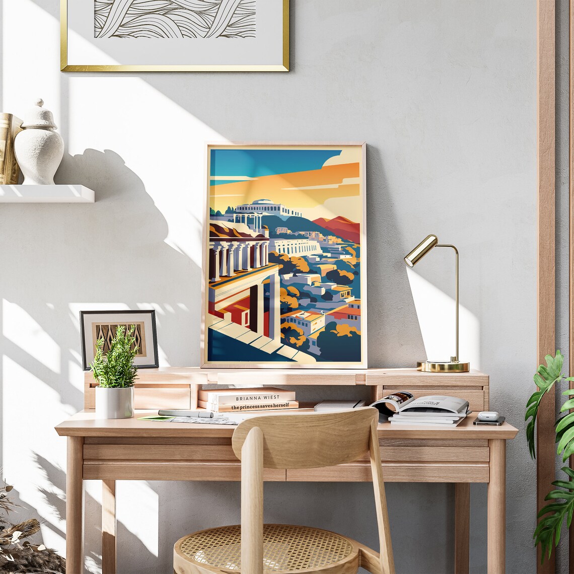 Athens Acropolis Parthenon Golden Hour Illustration Travel Poster - Image 3