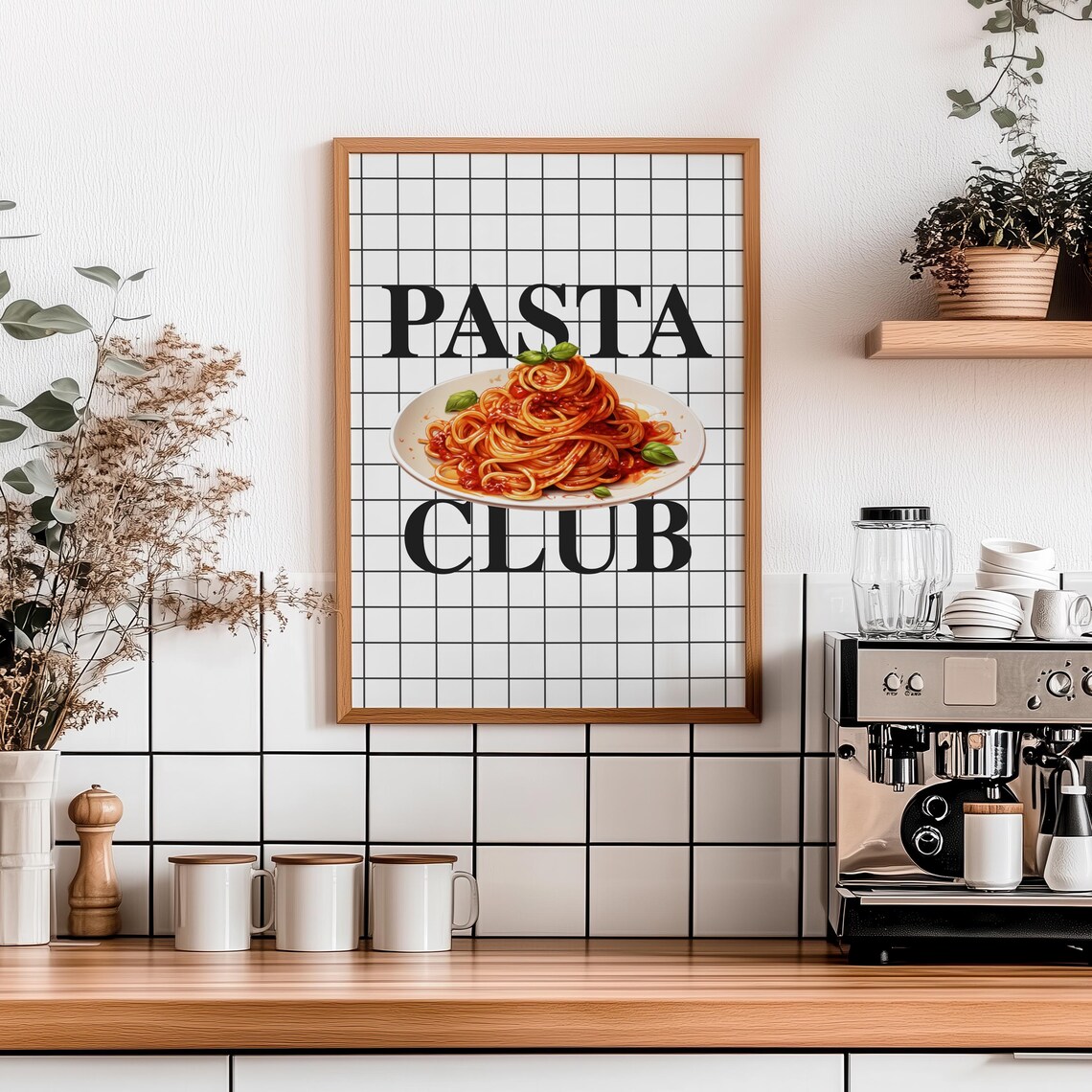 Funny Trendy Pasta Club Spaghetti Plate Italian Kitchen Wall Art - Image 7