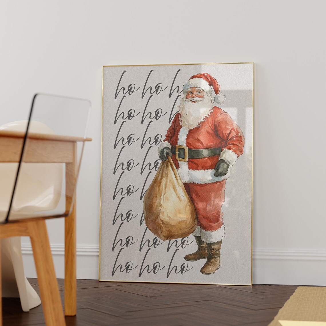 Santas Gifts Watercolor Illustration Poster Santa Wall Art Trendy Holiday Print Merry Christmas Art Xmas Home Decor Winter Print - Image 6