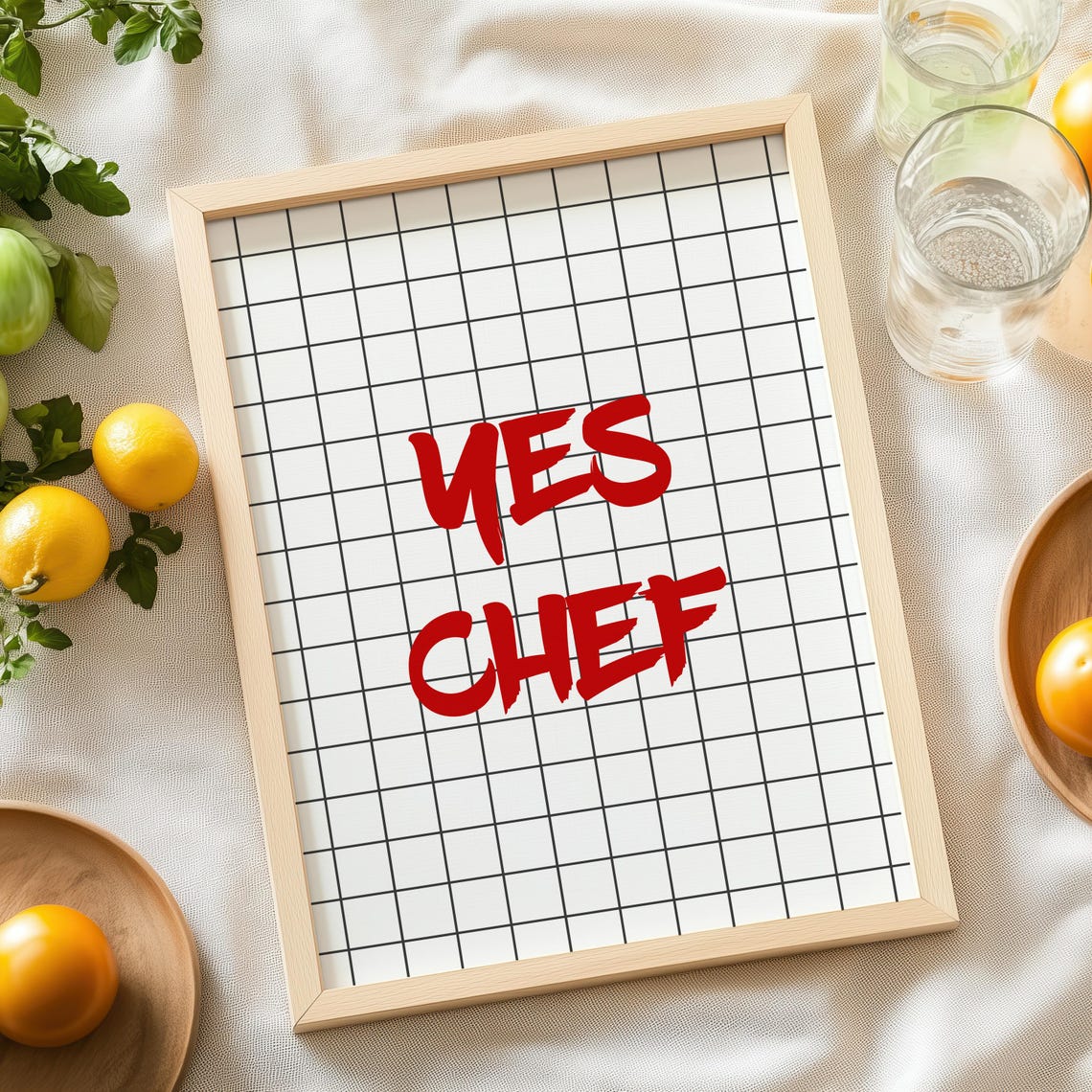 Yes Chef Bold Red Brush Lettering Kitchen Restaurant Wall Art - Image 9