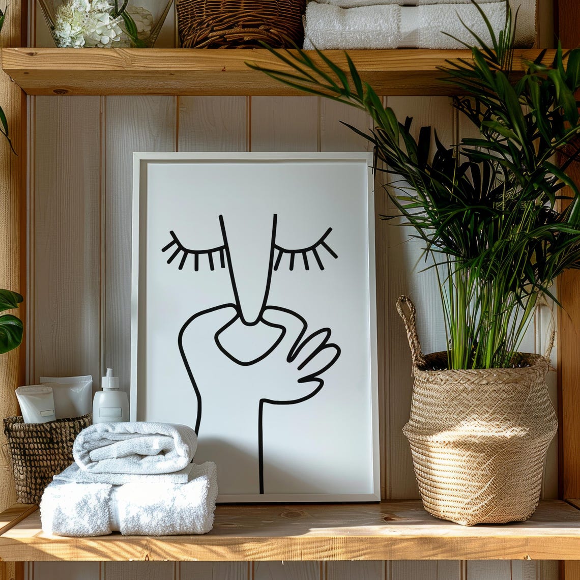 Minimalist Black Line Art Face Calm Abstract Modern Home Poster
