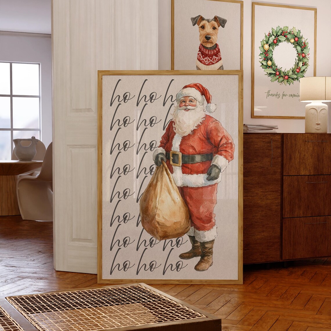 Santas Gifts Watercolor Illustration Poster Santa Wall Art Trendy Holiday Print Merry Christmas Art Xmas Home Decor Winter Print - Image 7