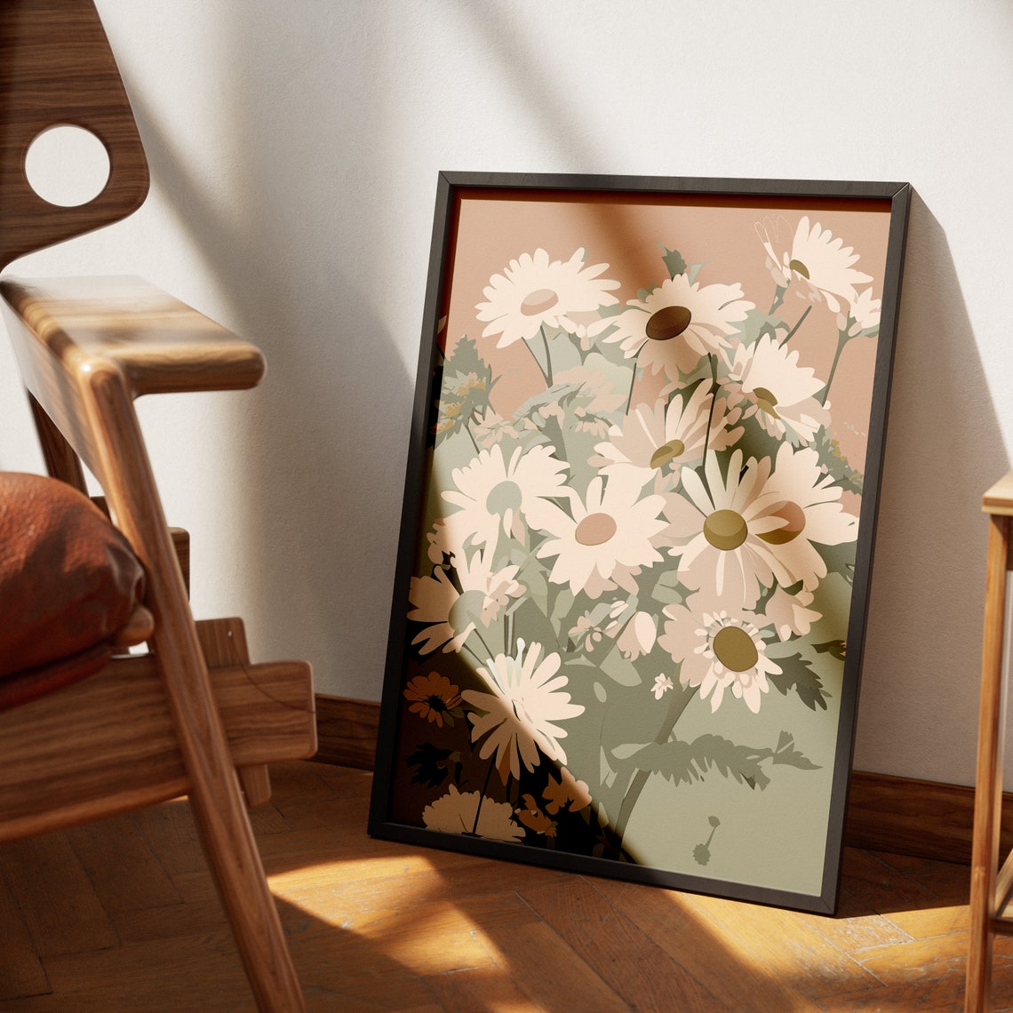 Heartwarming Blush Daisies Wildflower Field Soft Neutral Poster - Image 4