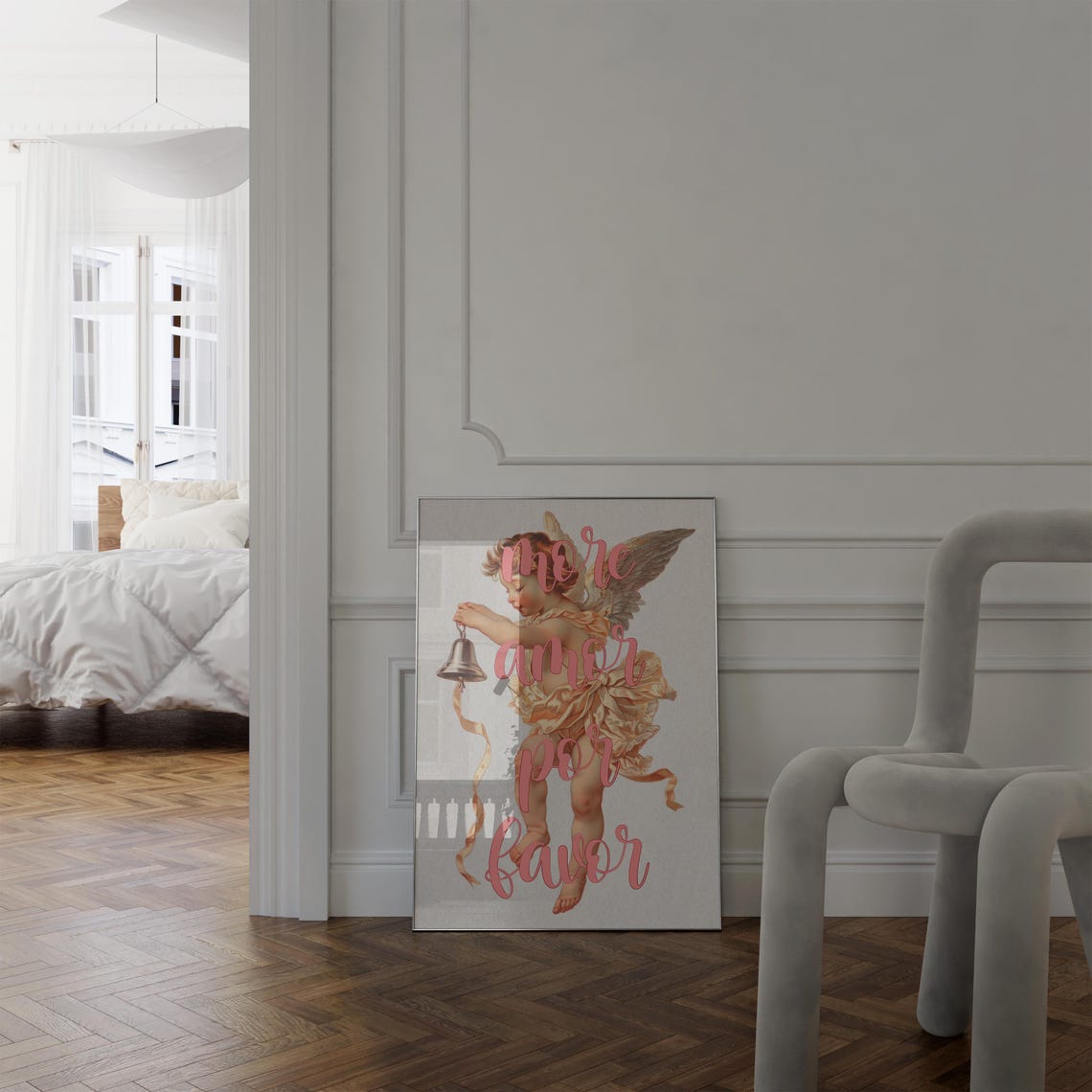More Amor Por Favor Cupid Cherub Romantic Pink Script Wall Art - Image 5