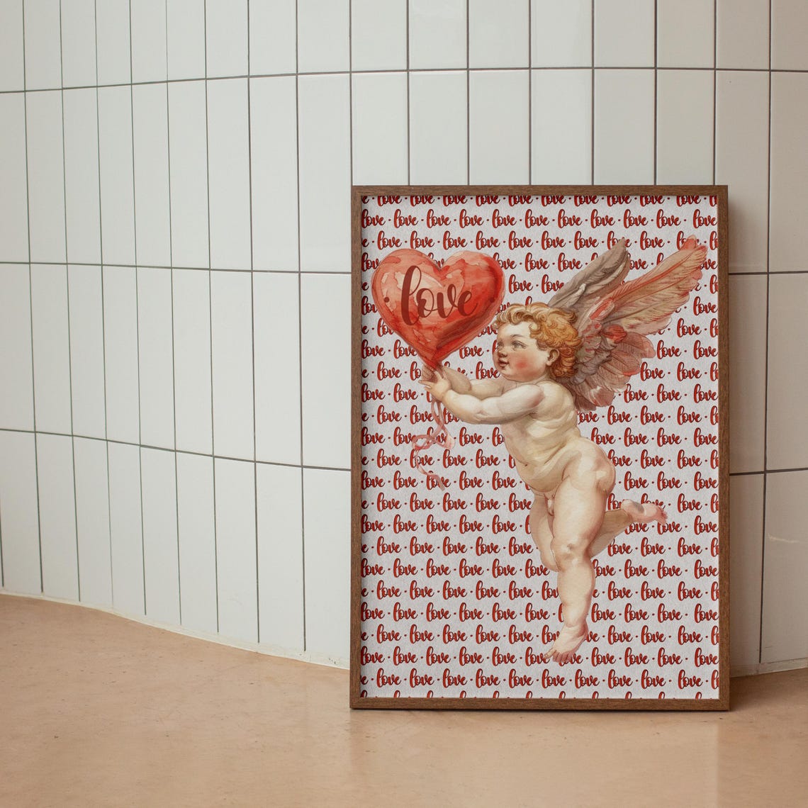 Cupids Love Balloon Wall Art Love Print Valentines Day Decor Romantic Wall Art Cute Poster Retro Wall Decor Typography Art - Image 2
