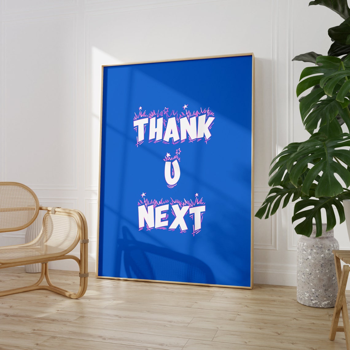 Thank U Next Bold Pop Art Typography Blue Sassy Statement Poster