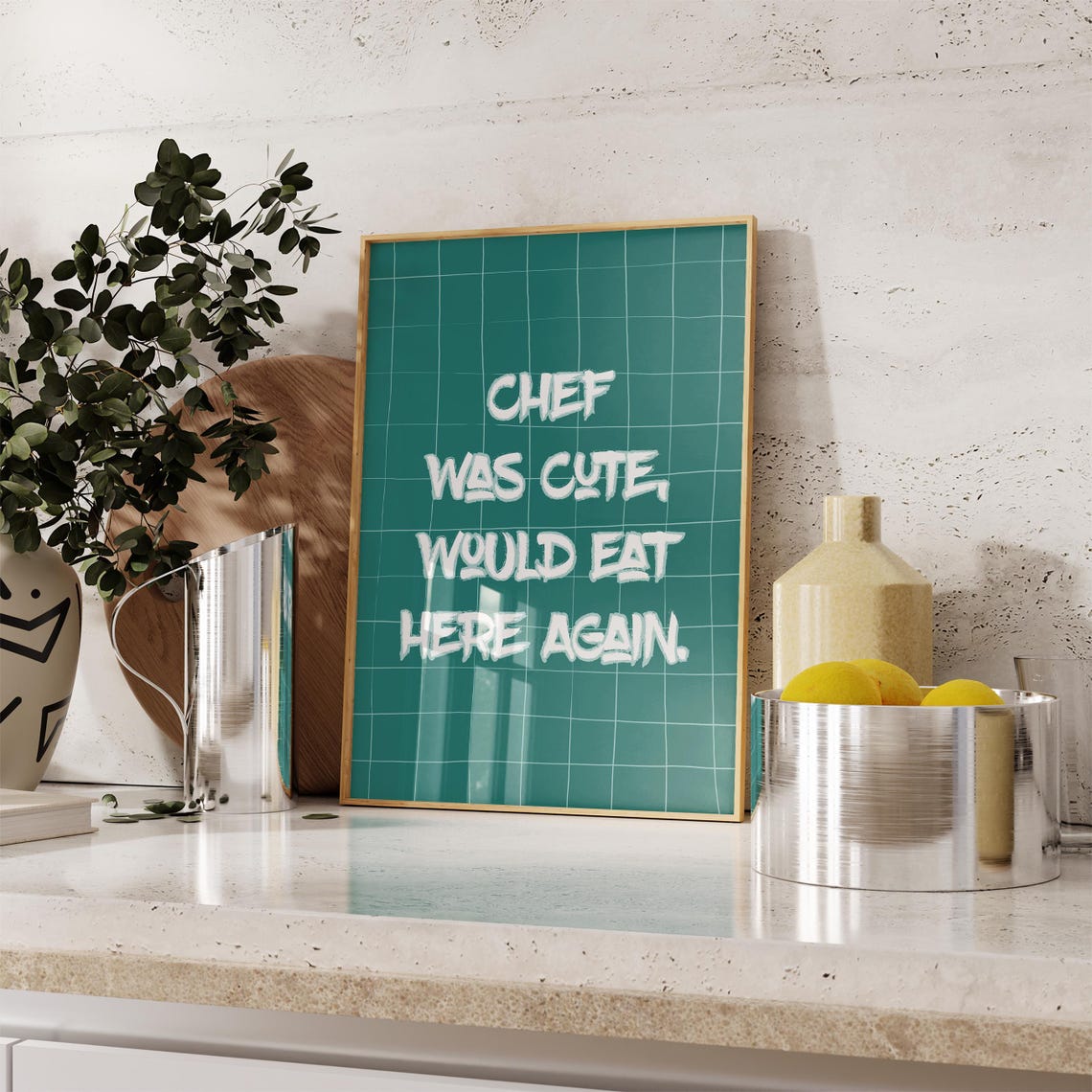 Chef Was Cute Would Eat Here Again Print Aesthetic Kitchen Decor Cute Cooking Art Kitchen Wall Art Poster Chef Art Print Typography Art - Image 2