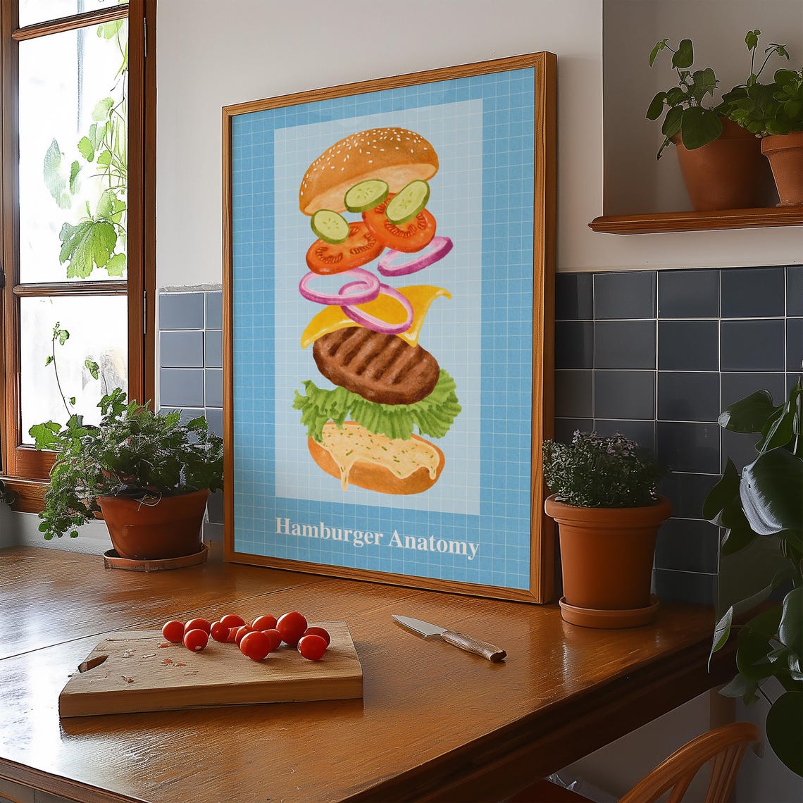 Hamburger Anatomy Exploded Burger Food Illustration Wall Art - Image 3