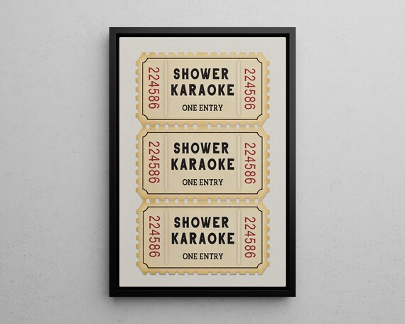 Shower Karaoke Vintage Ticket Stub Bathroom Humor Wall Poster