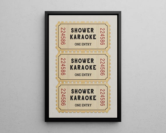 Vintage Shower Karaoke Ticket Poster Or Canvas Print Funny Bathroom Wall Art Room Trendy