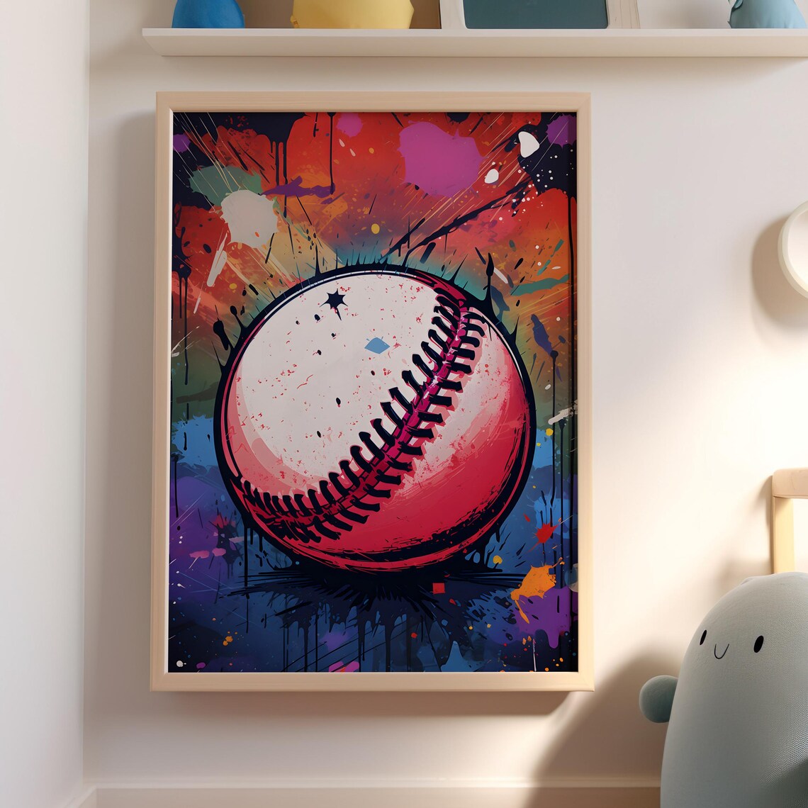 Graffiti Baseball Home Run Splatter Paint Colorful Sports Poster