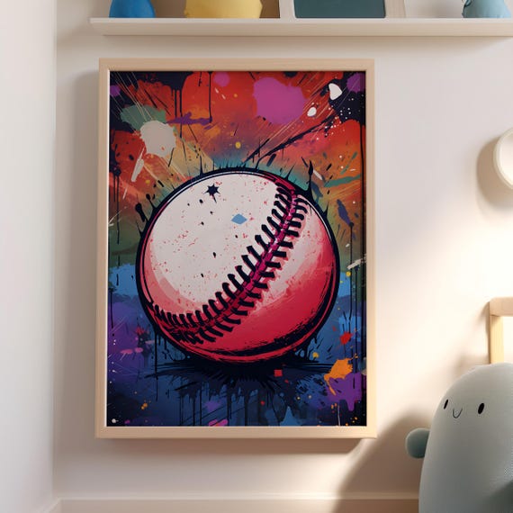 Retro Graffiti Home Run Baseball Wall Art Print Set Or Canvas Boys Room And Man Cave Cool Vintage Fan Decor