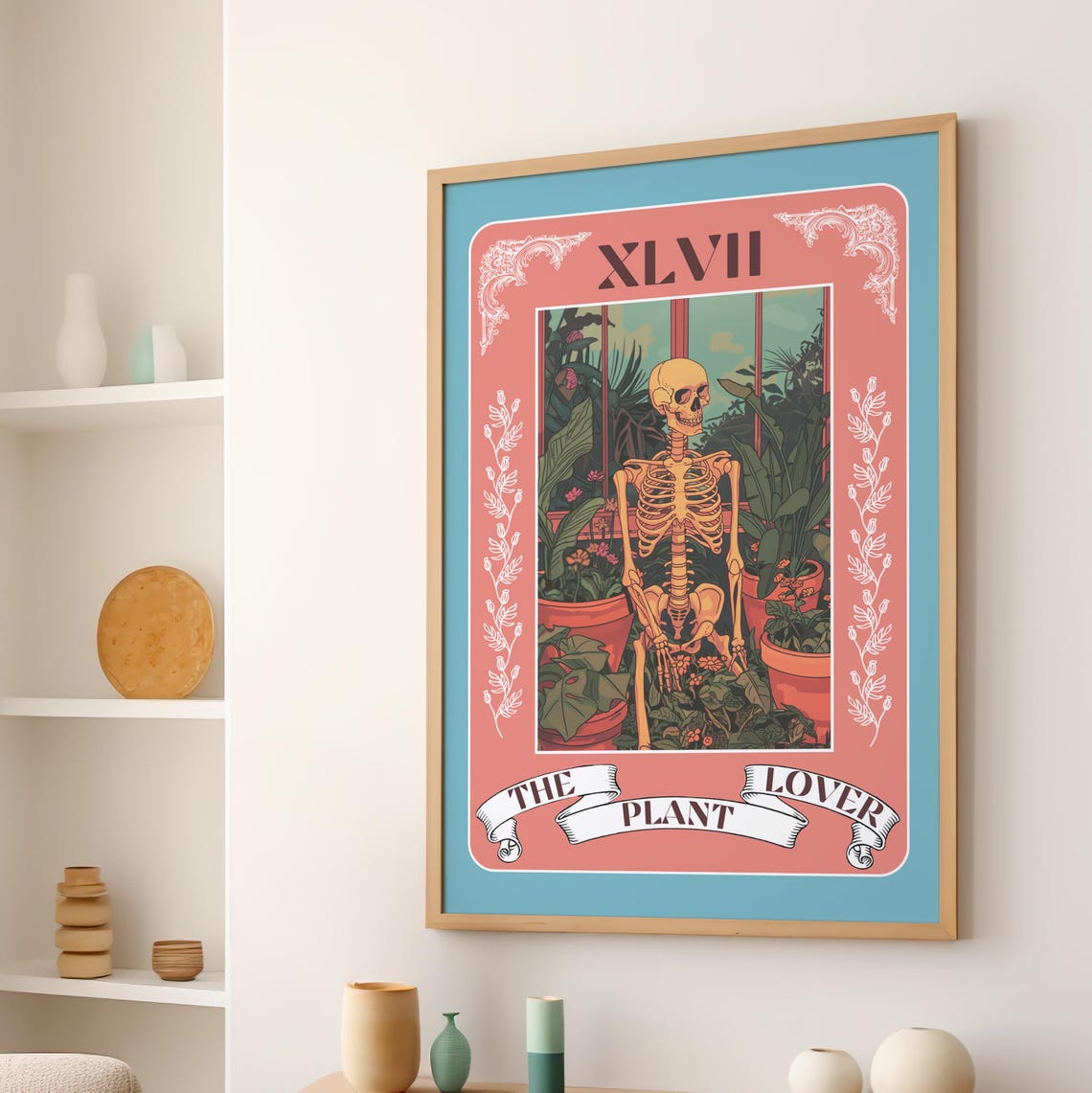 The Plant Lover Tarot Card Witchcraft Wall Art Print Or Canvas Vintage Withcy Poster Gothic Skeleton Botanical Potted