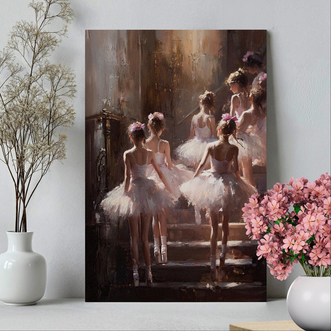 Elegant Ballerinas Oil Painting Poster Or Canvas Print Ballet Studio Decor Impasto Style Art Vintage Ballerina Girls Room