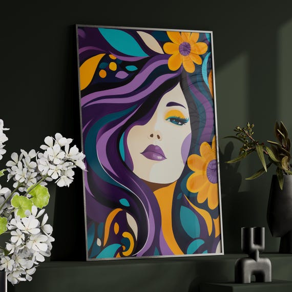Vibrant Woman Portrait Poster Or Canvas Print Fauvism Style Art Henri Matisse Inspired Wall Modern Botanical Floral