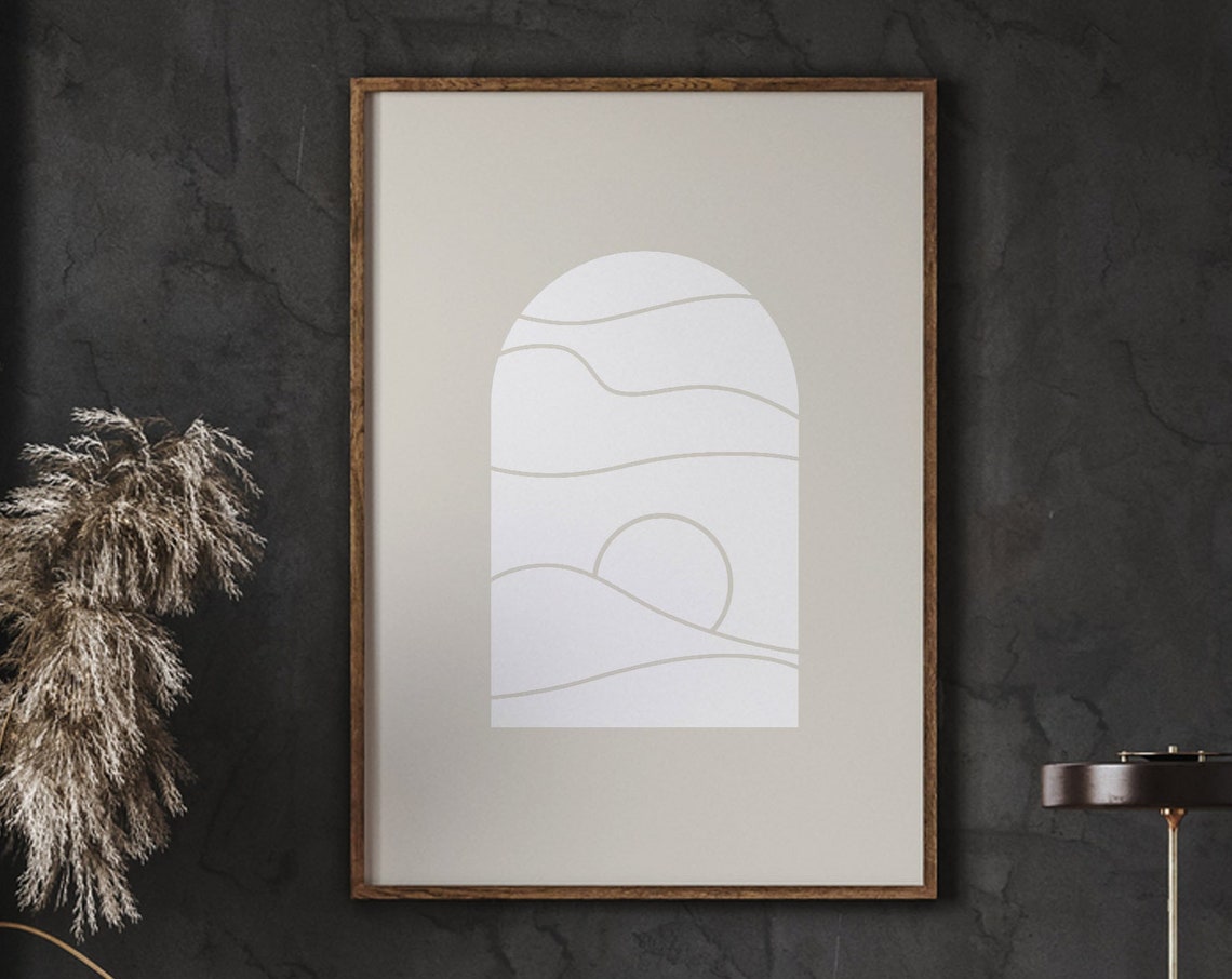 Abstract Desert Landscapes Sunrise Wall Art Landscape In Window Celestial Home Decor Instant