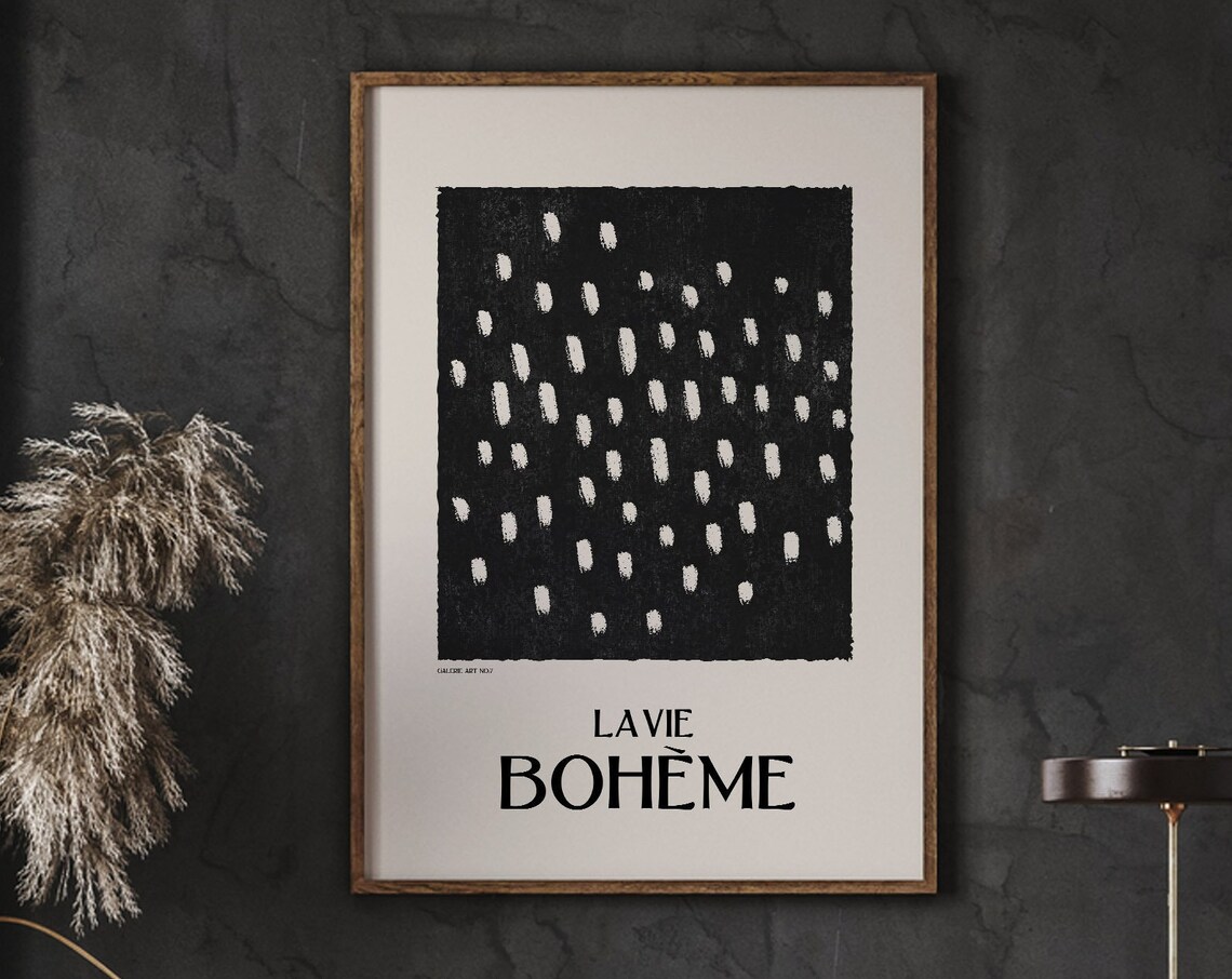 Boho Abstract Figure Poster, Mid Century Neutral Decor