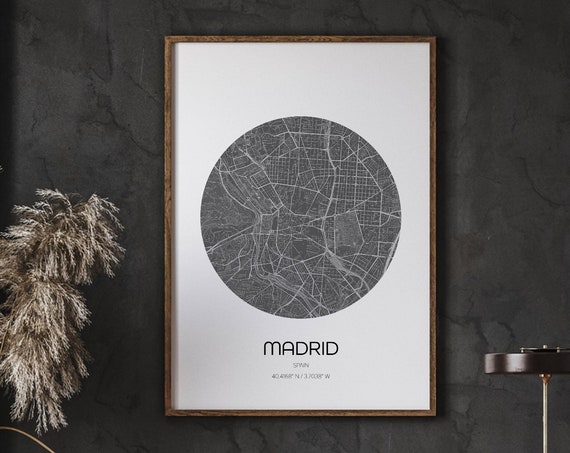Madrid Map Prints, Modern World City
