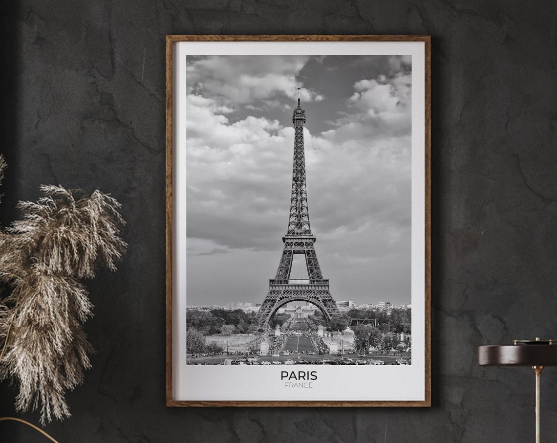 Eiffel Tower Paris France Vintage Black and White Photo Poster