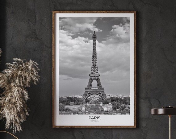 Eiffel Tower Paris France Vintage Black and White Photo Poster