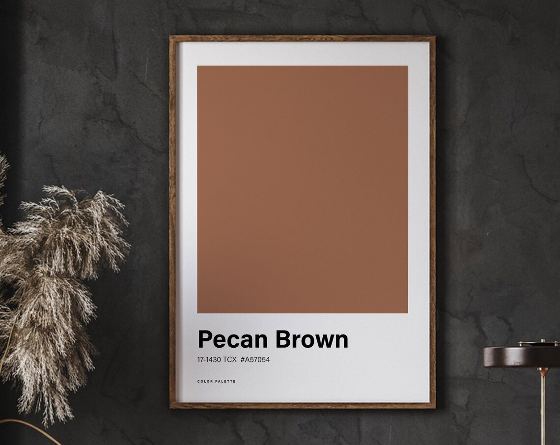 Pecan Brown Color Poster Print, Boho Minimalist