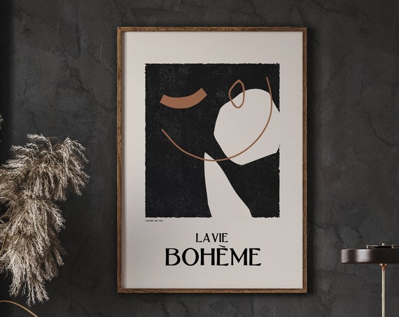 Galerie Boheme Premium Posters Neutral Decor Boho Wall Art Abstract Figure Mid Century Living Room Instant