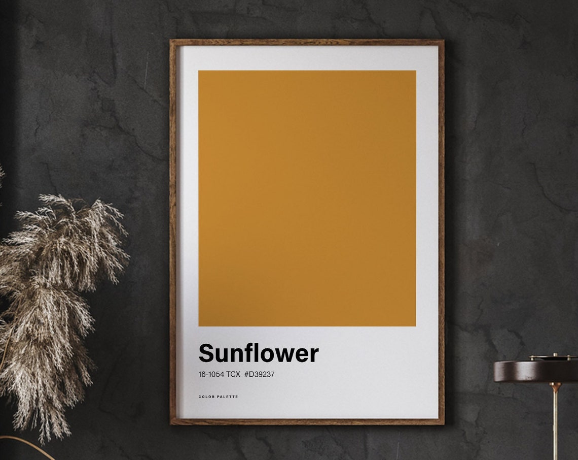 Sunflower Color Palette Swatch Mustard Yellow Minimalist Art Poster