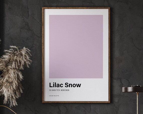 Lilac Snow Color Poster Print Great Scheme Minimalistic Design Trending Colour Nordic Art Instant