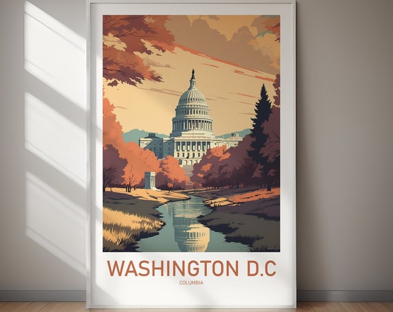 Washington Dc Poster Minimal Poster Wall Art Gifts For Her Gifts For Him Home Decor Travel Gift Hiking Print Wanderlust
