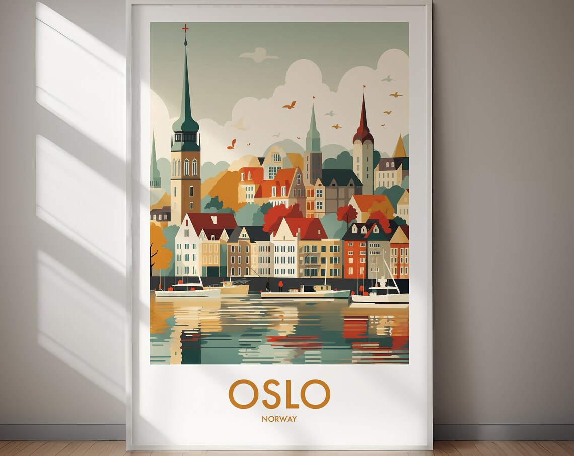 Oslo Travel Poster Art Print, Europe Wall Decor
