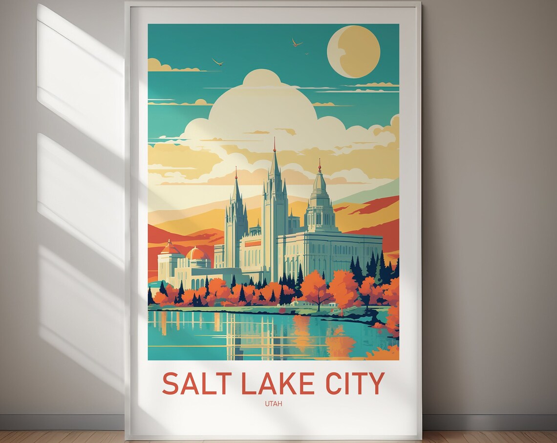 Salt Lake City Poster Wall Art Wanderlust Holiday Travel Gift Gifts For Her Gifts For Him Holiday Gift