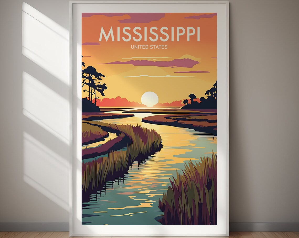 Mississippi United States Travel Poster, Travel Art