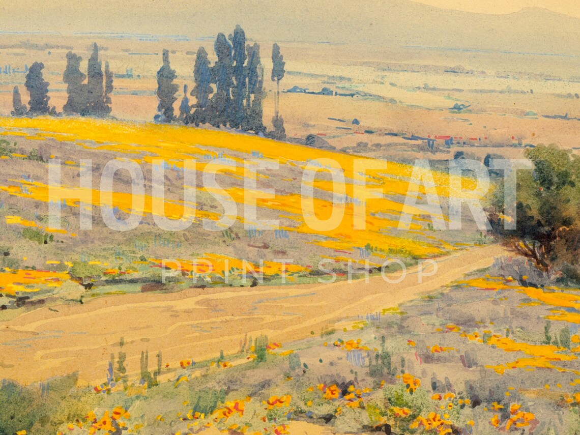 California Spring Golden Wildflower Fields Hills Valley Poster - Image 2