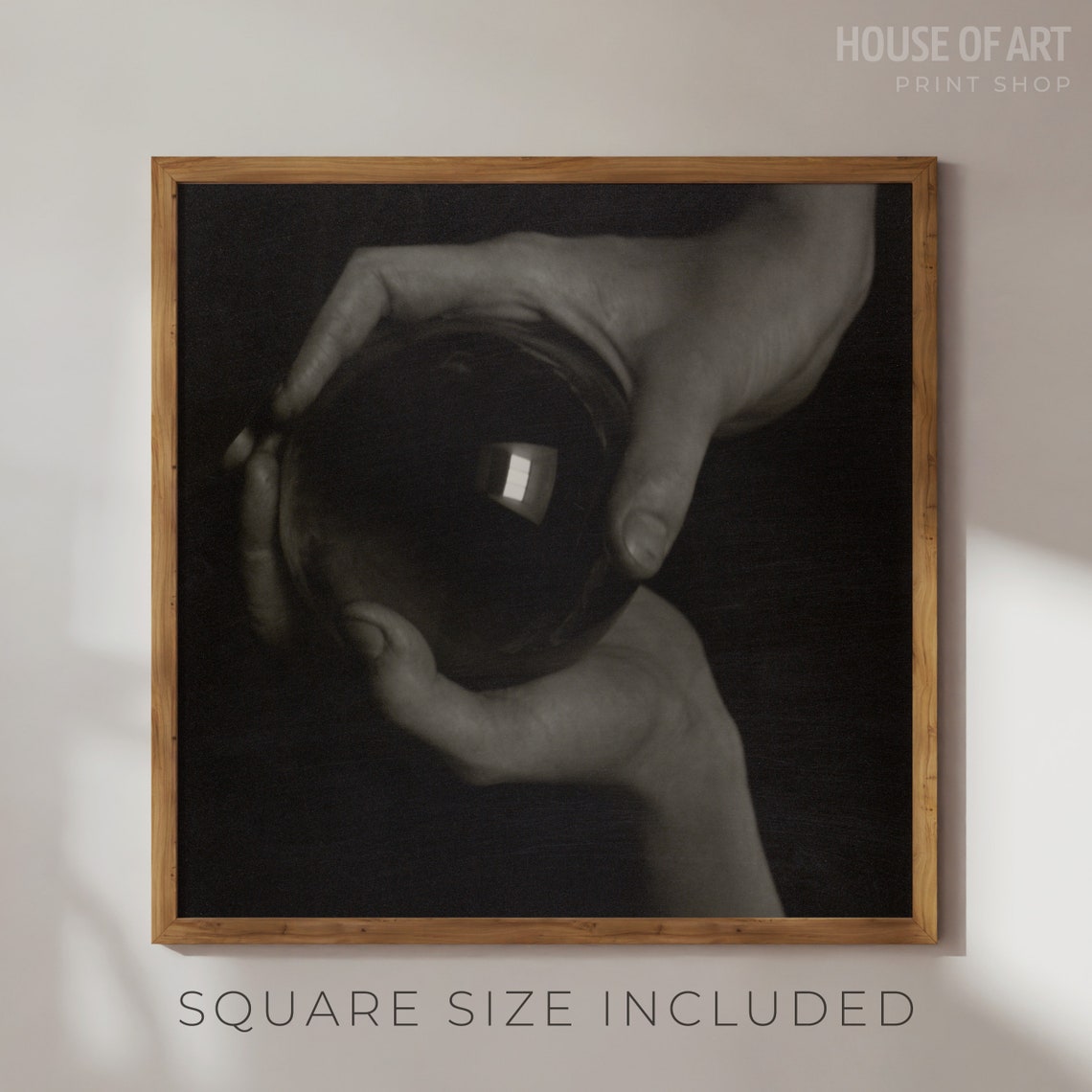 Hands Art Print Vintage Photograph Of Hands Holding A Glass Ball Mystic Palladium Print Feminine Gallery Wall Print Wall Art - Image 2