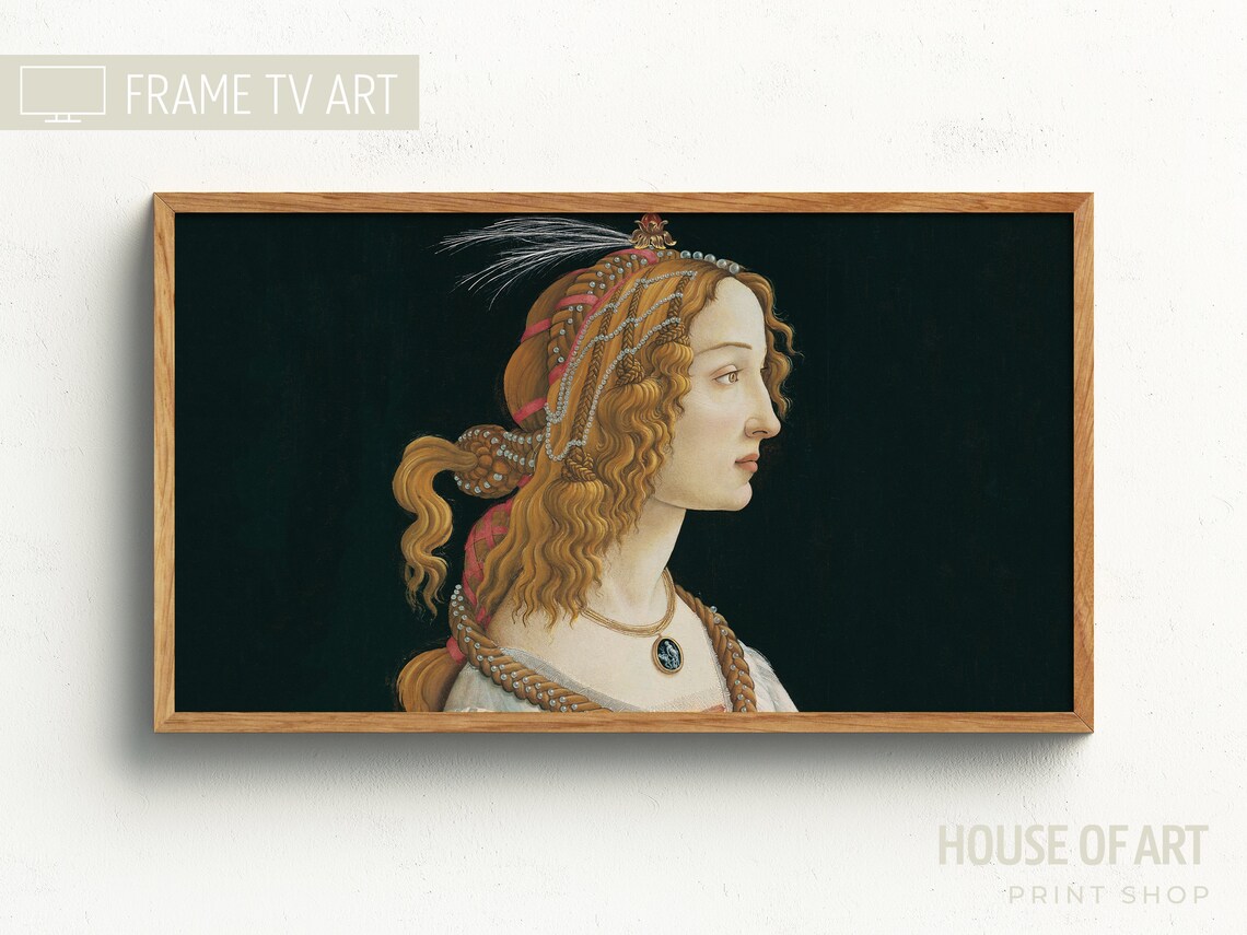 Renaissance Profile Portrait Copper Braids Pearls Vintage Beauty Art Poster - Image 3