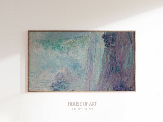 Frame Tv Art 4k Impressionist Waterfall Artwork Dynamic Energetic Water Oil Painting Vintage Niagara Falls Landscape