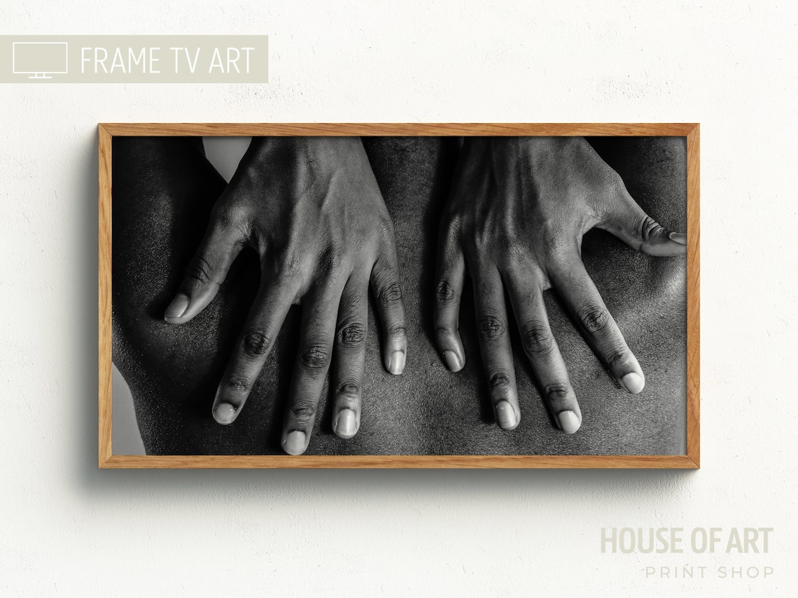 Black And White Hands Resting On Back Intimate Fine Art Photo Poster - Image 3