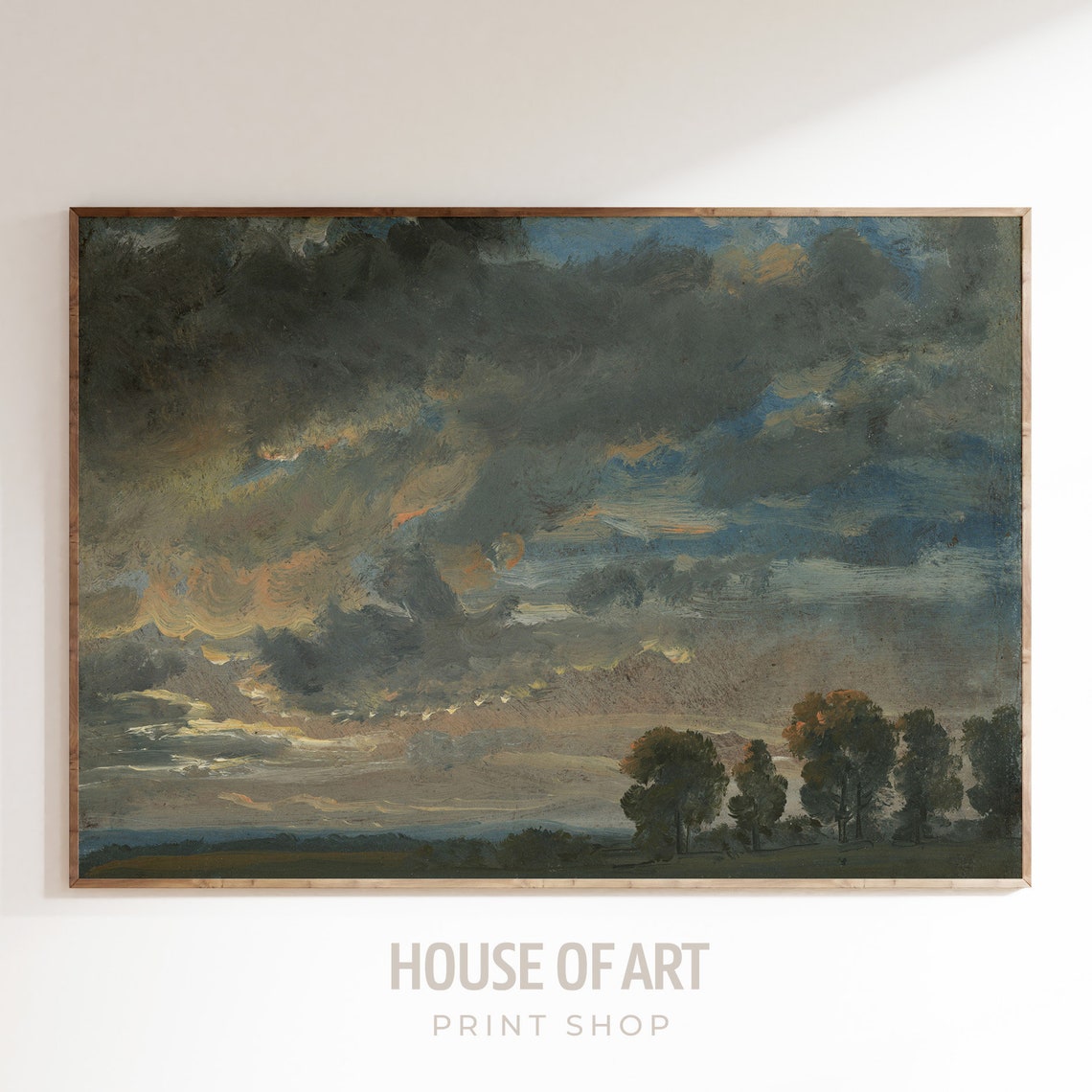 Moody Storm Clouds At Dusk Dramatic Sky Oil Painting Landscape Poster