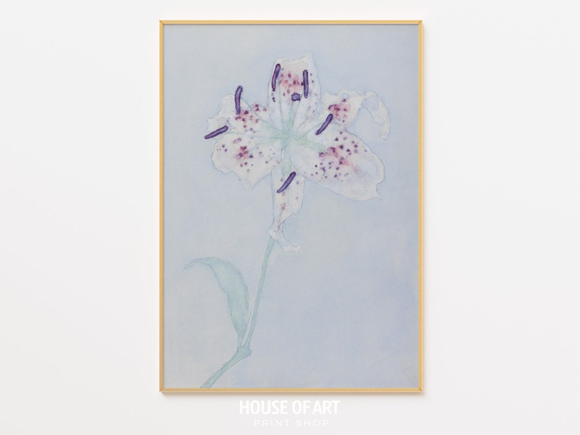 Delicate Lily Watercolor Pastel Flower Study Soft Botanical Art Print