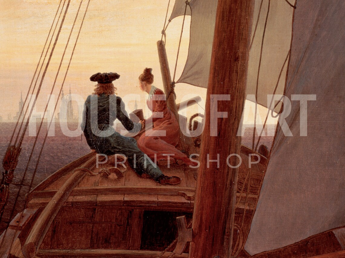 Frame Tv Art 4k Vintage Sailboat Oil Painting Couple Sailing Holding Hands Out At Sea Love Sails Ocean Seascape Skyline - Image 2