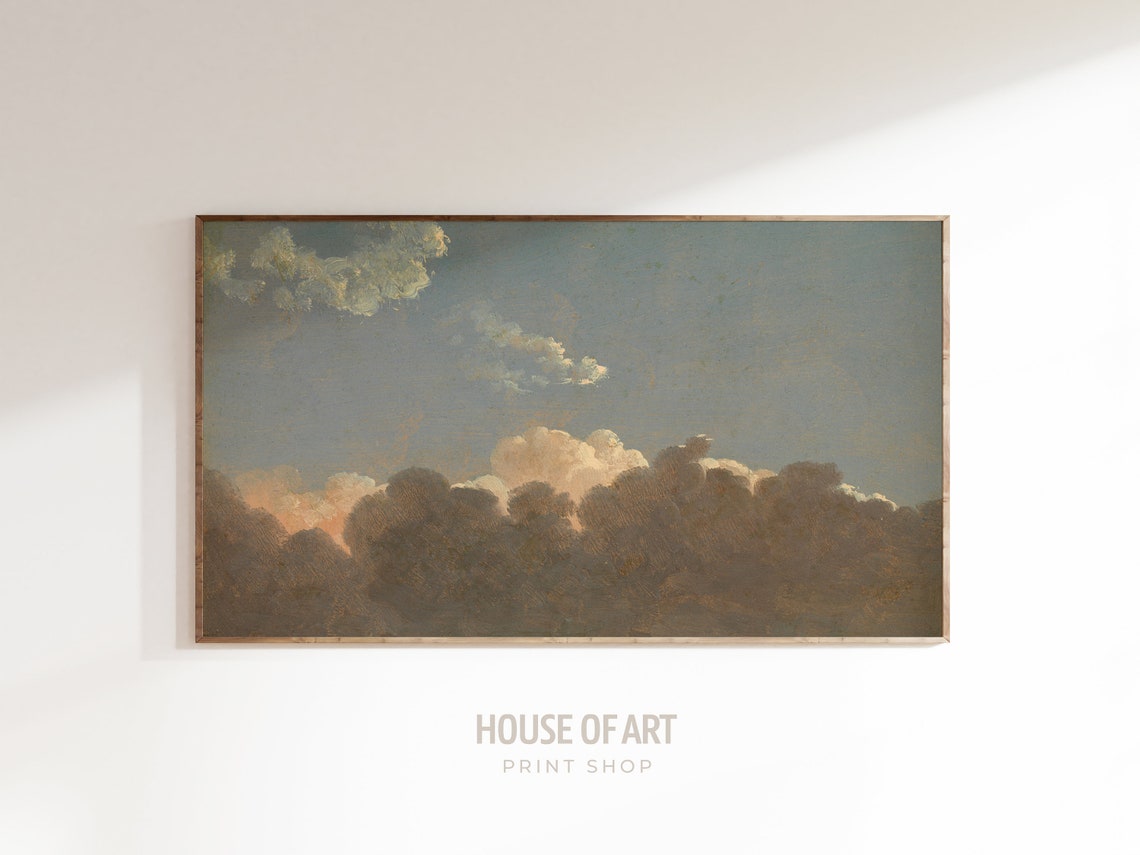 Vintage Cloud Study Dramatic Stormy Sky Warm Sunset Glow Art Print