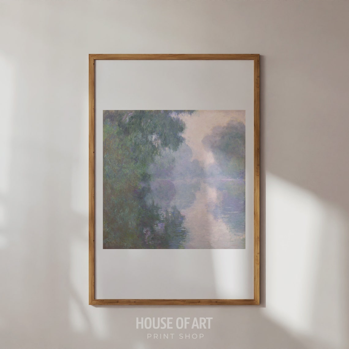 Soft Morning Mist River Impressionist Pastel Landscape Painting Print