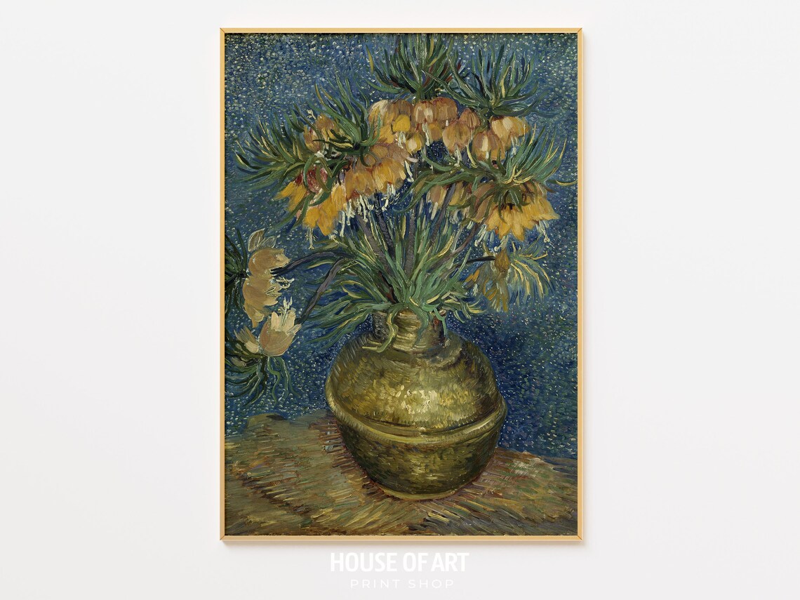 Van Gogh Imperial Fritillaries Copper Vase Floral Oil Painting Wall Art Poster