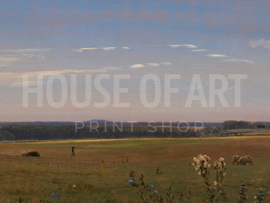 Danish Rolling Hills Meadow Wide Open Sky Summer Landscape Wall Art - Image 2