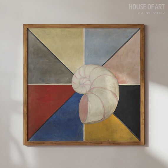 Spiral Seashell Nautilus Shell Colorful Geometric Abstract Art Poster