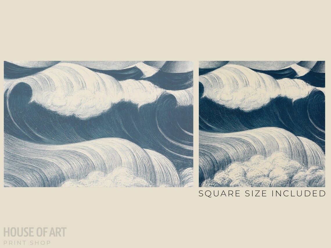Vintage Crashing Wave Art Print, Coastal Seascape - Image 2