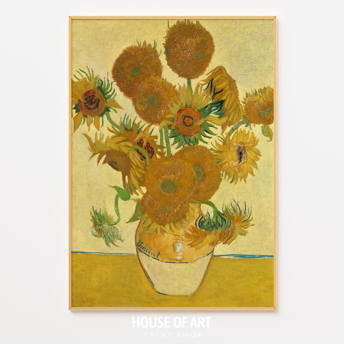 Sunflowers Oil Painting Bouquet Of Flowers In Vase Vintage Still Life Painting Famous Art Yellow Art Print Floral Wall Art