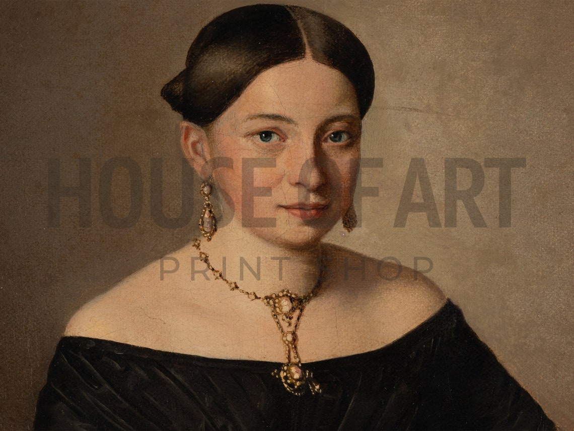 Frame Tv Art Vintage Portrait Oil Painting Classic Beautiful Female Artwork Fashionable Woman With Gold Jewelry - Image 2